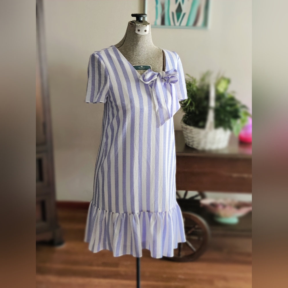 AVEC LES FILLES Striped Dress with Bow Size 2